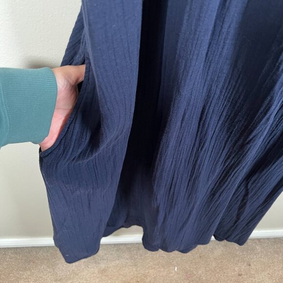 Xirena Rumi Midi Maxi Dress Size Small Navy Blue Gauze Vacation Lagenlook - Picture 9 of 12